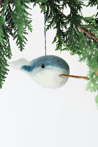 Handmade Nora the Narwhal Ornament