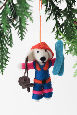 Handmade Porscha the Skiing Poodle Ornament
