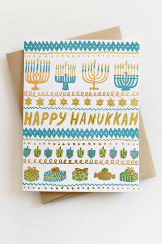 Hanukkah Stripes Greeting Card