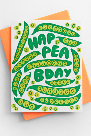 Hap-pea B-day Letterpress Greeting Card