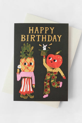 Happy Birthday Pineapple and Orange Greeting Card