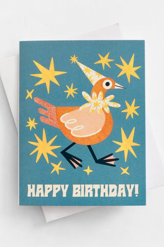 Happy Birthday Star Bird Greeting Card
