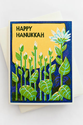 Happy Hanukkah (Menorah Blooms) Greeting Card