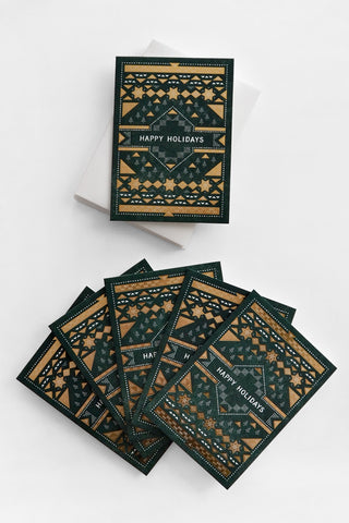 Happy Holidays Sashiko Greeting Card Set