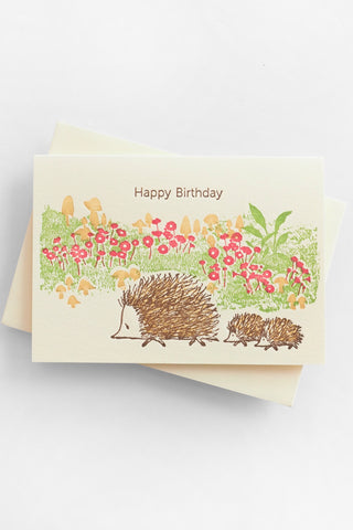 Hedgehogs Happy Birthday Greeting Card