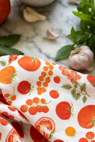 Heirloom Tomatoes Linen Tea Towel