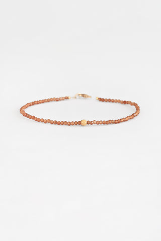 Hessanite + Round 18kt Gold Bead Bracelet