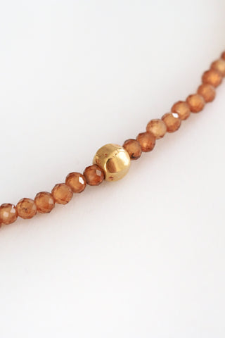 Hessanite + Round 18kt Gold Bead Bracelet