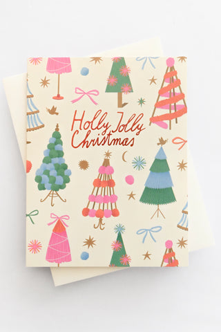 Holly Jolly Trees Holiday Greeting Card