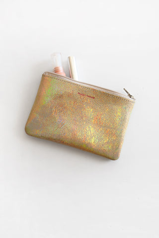 Standard Leather Zip Pouch Hologram Golden