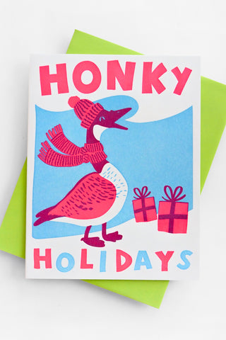 Honky Holidays Letterpress Greeting Card