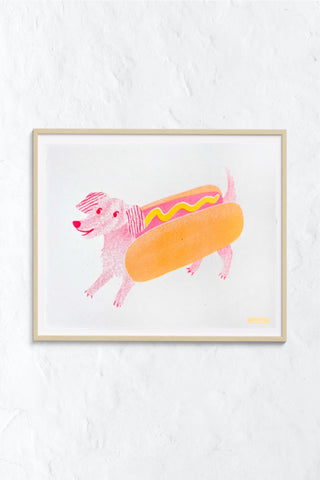 Hot Dog Risograph Print