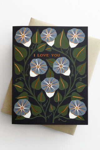 "I Love You" Morning Glories Greeting Card