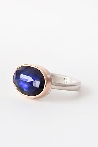 Inverted Blue Sapphire Ring