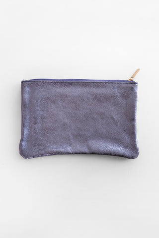 Iridescent Lavender Leather Zip Pouch