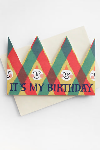 It's My Birthday Party Hat Crown Card