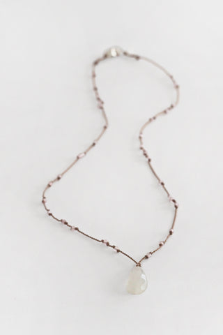 Knotted Moonstone + Rose Quartz Necklace