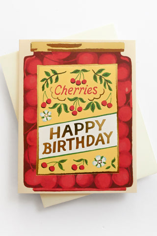 Jar of Cherries Birthday Greeting Card