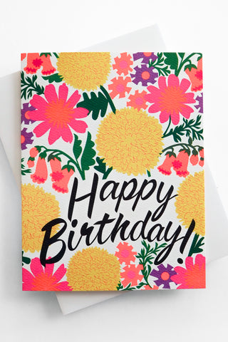 Jazzy Flowers Birthday Greeting Card