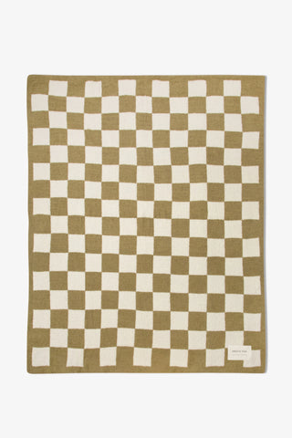 Khaki Check Teddy Throw