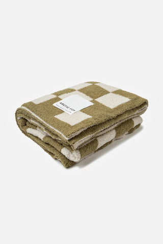Khaki Check Teddy Throw