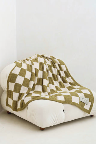 Khaki Check Teddy Throw