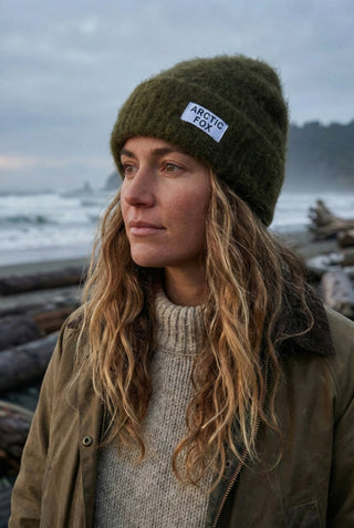 Khaki Green Mohair Beanie