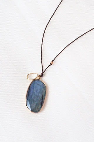 Labradorite + Sapphire 18kt Gold Necklace