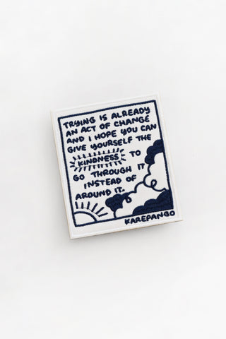 Large Embroidered Sticker "Trying is already an act"