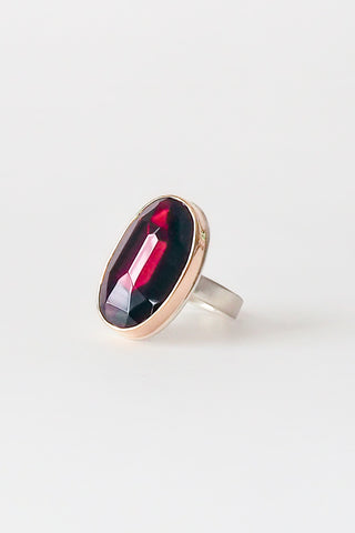 Large Vertical Oval Rhodolite Garnet Ring