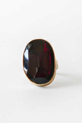 Large Vertical Oval Rhodolite Garnet Ring