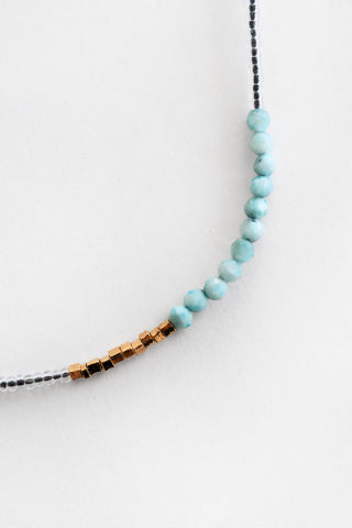Larimar Seed Bead Necklace