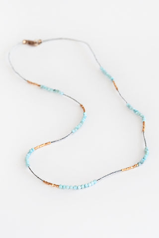 Larimar Seed Bead Necklace