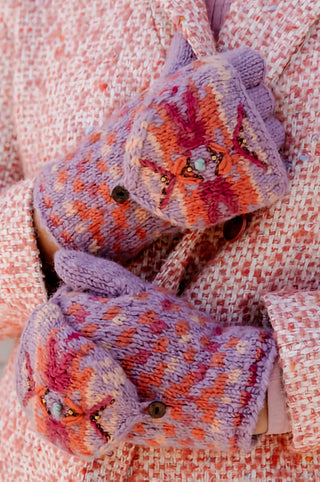 Lavender Knit Convertible Mittens