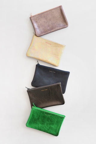 Standard Leather Zip Pouch Matte Foil Verdant