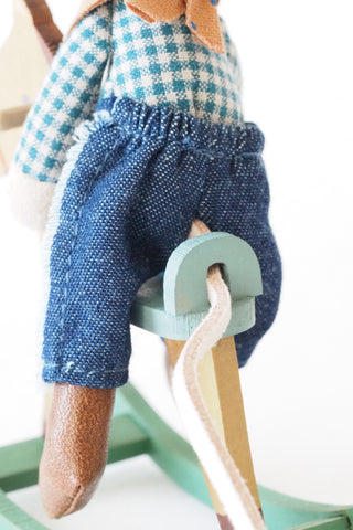 Little Brother Cowboy Mouse on Rocking Horse