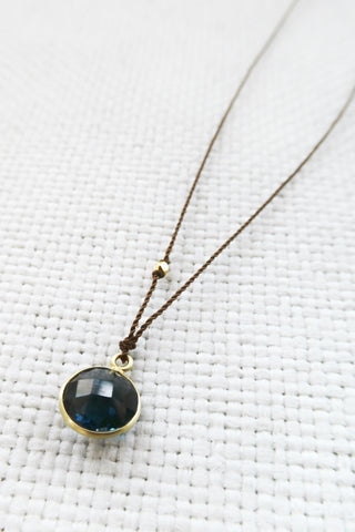 London Blue Topaz +18k Gold Bead Necklace
