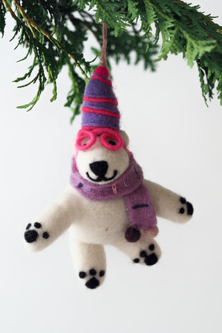 Handmade Luna the Polar Bear Felt Ornament