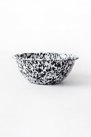 Black + White Marbled Enamel Small Serving Bowl