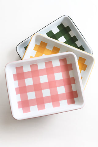 Max Humphrey X CC Gingham Enamel Rectangle Tray