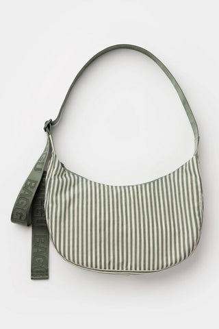 Medium Nylon Crescent Bag Sage Stripe