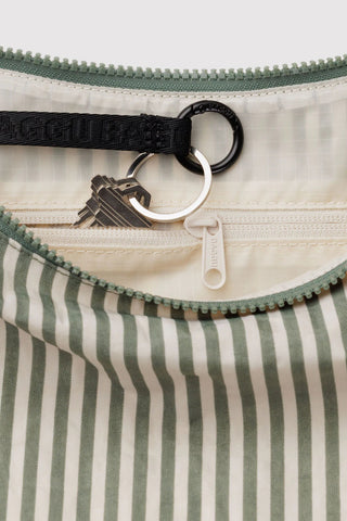 Medium Nylon Crescent Bag Sage Stripe