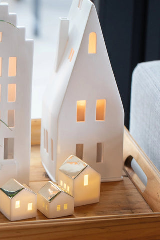 Medium Pointed Roof Porcelain Village House