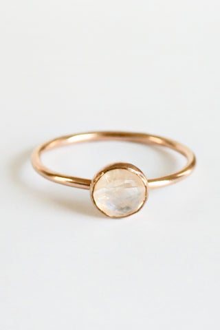 Medium Rainbow Moonstone 14k Goldfill Ring