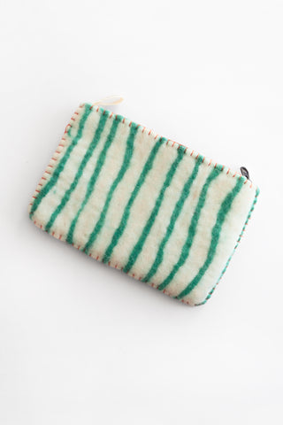 Medium Striped Wool Zip Pouch