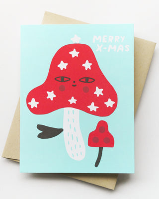 Merry Christmas Mushroom Greeting Card
