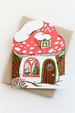 Merry Mushroom House Greeting Card