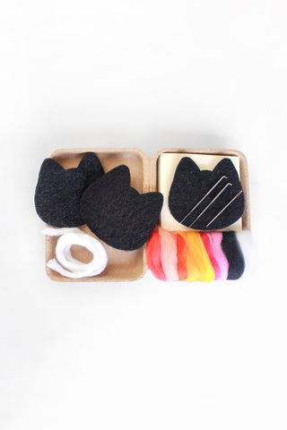 Mini Black Cats Felting Kit