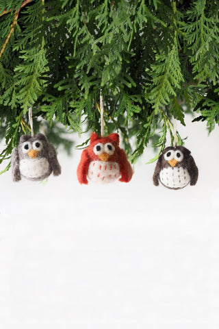 Mini Owl Natural Colors Felt Ornament