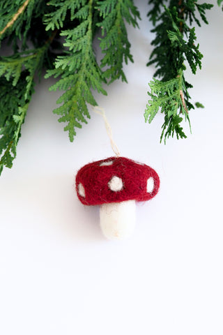 Mini Red Mushroom Felt Ornament